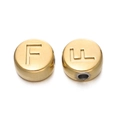 Perles rondes dorées de 7mm en acier inoxydable avec lettres F et L pour bijoux DIY - Lettre F / Or