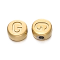 Perle ronde 7mm en acier inoxydable doré avec lettre G gravée pour création de bijoux - Lettre G / Or
