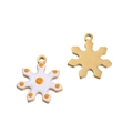 Golden stainless steel snowflake pendant with white enamel and orange polka dots - Snowflake Orange