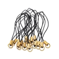 Set of DIY mobile phone straps with black braided cords and golden alloy metal connectors - 20 Pcs/Pack / Gold Black