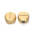 Perle ronde de 7mm en acier inoxydable doré avec rainure verticale pour bijoux DIY - Lettre I / Or