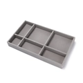 Grijze fluwelen sieraden tray met zes vakken voor het opbergen van ringen en kettingen - Zes Raster Stijl / Grijs