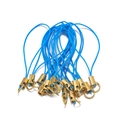 Blue braided phone lanyard cord with golden metal loop for DIY keychain accessories - 20 Pcs/Pack / Gold Blue