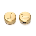 Perle ronde 7mm en acier inoxydable doré avec lettre J gravée pour bijoux DIY - Lettre J / Or