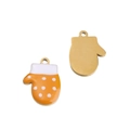 Orange mitten pendant with white polka dots for Christmas jewelry DIY crafts - Orange Dot Glove