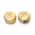 Perle ronde en acier inoxydable doré de 7mm avec lettre K pour création bijoux DIY - Lettre K / Or