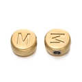 Perle ronde 7mm en acier inoxydable doré avec lettre M gravée pour bijoux DIY - Lettre M / Or