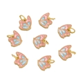 Set of 8 pink and blue butterfly alloy pendants with gold finish for DIY jewelry - 1pc/pack / Blue And Pink Butterfly Style 1