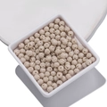 Spherical cream-white porous lava rock beads in a square tray for DIY jewelry making - 4mm (10 Pieces/Pack) / Off-white