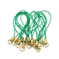 Bulk set of vibrant green braided nylon lanyards with gold metal connector rings - Gold Dark Green