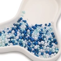 Mix of blue and white ABS faux pearls in various sizes for DIY craft jewelry making - Approx. 10g/Bag (3-7.5mm) / Iridescent No Hole Artificial Pearl - Blue Series (AC4093)