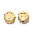 Perles rondes 7mm en acier inoxydable doré avec motif en relief pour bijoux DIY - Lettre O / Or