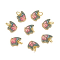 Pink and blue enamel butterfly pendants set with golden metal frame for DIY jewelry - 1pc/pack / Pink And Green Butterfly Style 1