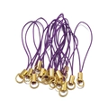 Purple braided mobile phone lanyard with gold metal hardware for DIY crafts - Gold Dark Purple Zircon