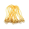 Golden alloy phone strap accessory with yellow braided cord and metal jump ring for DIY crafts - Full Gold