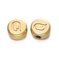 Perle ronde en acier inoxydable doré de 7mm avec lettre Q pour création de bijoux - Lettre Q / Or