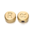 Perle lettre R en acier inoxydable doré avec gravure pour la création de bijoux - Lettre R / Or