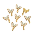 Pink and green enamel butterfly charms with gold alloy beads for DIY jewelry making - 1pc/pack / Butterfly Style 2 Green And White