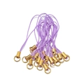 Light purple braided phone straps with golden metal clasps and rings for DIY jewelry - Gold Light Purple Rhinestone