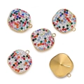 Five square colorful rhinestone charms with gold plated alloy finish for DIY necklaces - Colorful / Small