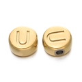 Breloques alphabet rondes 7mm en acier inoxydable doré avec lettres U et C pour bijoux DIY - Lettre U / Or