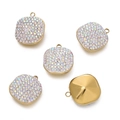 Golden square pendant charms with iridescent colorful rhinestones for jewelry making - Iridescent White