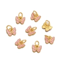 Pink enamel butterfly charm with golden frame for DIY jewelry making with loop - 1pc/pack / Pink Butterfly Style 3