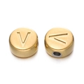 Perle ronde dorée de 7mm en acier inoxydable avec lettre V pour création de bijoux - Lettre V / Or