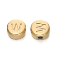 Perle en acier inoxydable doré 7mm lettre W avec trou pour création de bijoux - Lettre W / Or