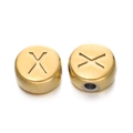 Perle ronde en acier inoxydable doré de 7mm avec lettre X gravée pour bijoux DIY - Lettre X / Or