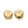 Perle ronde de 7 mm en acier inoxydable doré avec lettre Y pour bijoux DIY - Lettre Y / Or