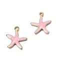 Pink starfish charms with gold stainless steel frame and pearly enamel finish - Small Starfish Pink