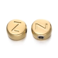 Perles rondes de 7mm en acier inoxydable doré avec lettres Z et N gravées pour bijoux DIY - Lettre Z / Or