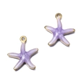 DIY starfish pendant set with lavender enamel finish and golden metal edges for jewelry - Small Starfish Purple