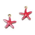 DIY stainless steel red starfish pendant charms with gold edges for jewelry making - Small Starfish Rose Red