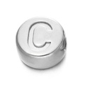Perle ronde en acier inoxydable argenté de 7mm avec lettre C gravée pour bijoux DIY - Lettre C / Acier