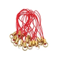 Red braided lanyard accessory with golden alloy connector and jump ring for DIY crafts - Gold Bright Red