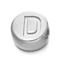 Perle lettre D en acier inoxydable argenté de 7mm pour fabrication de bijoux - Lettre D / Acier