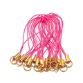 Neon pink nylon phone strap with golden metal clasp for DIY jewelry handmade accessories - Gold Magenta