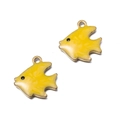 Pendentif poisson tropical jaune en acier inoxydable et émail pour bijoux DIY - Poisson-clown Jaune