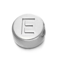 Perle ronde en acier inoxydable argenté 7mm avec lettre E gravée pour bijoux DIY - Lettre E / Acier