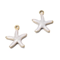 Pendentif étoile de mer DIY avec bordure dorée et émail blanc pour bijoux - Petite Étoile de Mer Blanc
