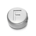 Perle ronde de 7 mm en acier inoxydable avec lettre F gravée et finition argent poli - Lettre F / Acier