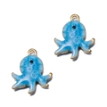 Pendentif poulpe en émail bleu avec bord doré pour bijoux DIY et breloques océan - Poulpe Bleu