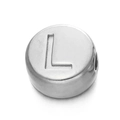 Perle cylindrique en acier inox argenté de 7mm avec lettre L gravée pour bijoux DIY - Lettre L / Acier