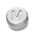Perle alphabet 7mm en acier inoxydable argenté lettre M pour création de bijoux - Lettre M / Acier