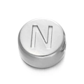 Perle ronde de 7mm en acier inoxydable argenté avec lettre N gravée pour bijoux DIY - Lettre N / Acier