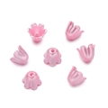 Rosa perlmuttfarbene Maiglöckchen Perlen aus Harz für DIY Schmuck und Bastelarbeiten - 50 Stück (7,5*8mm / Loch 1,4mm) / Rosa