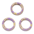 Drie gekleurde legering veerringen met paarse strepen en gele stippen voor DIY sieraden - 1 Stuk / Khaki