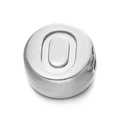 Perle ronde en acier inoxydable argenté 7mm avec lettre O en relief pour bijoux DIY - Lettre O / Acier